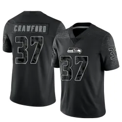 Xavier Crawford Seattle Seahawks Limited Men's Reflective Jersey (Black)