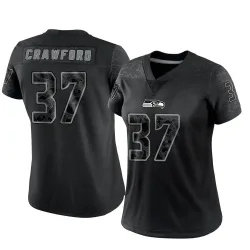 Xavier Crawford Seattle Seahawks Limited Women's Reflective Jersey (Black)